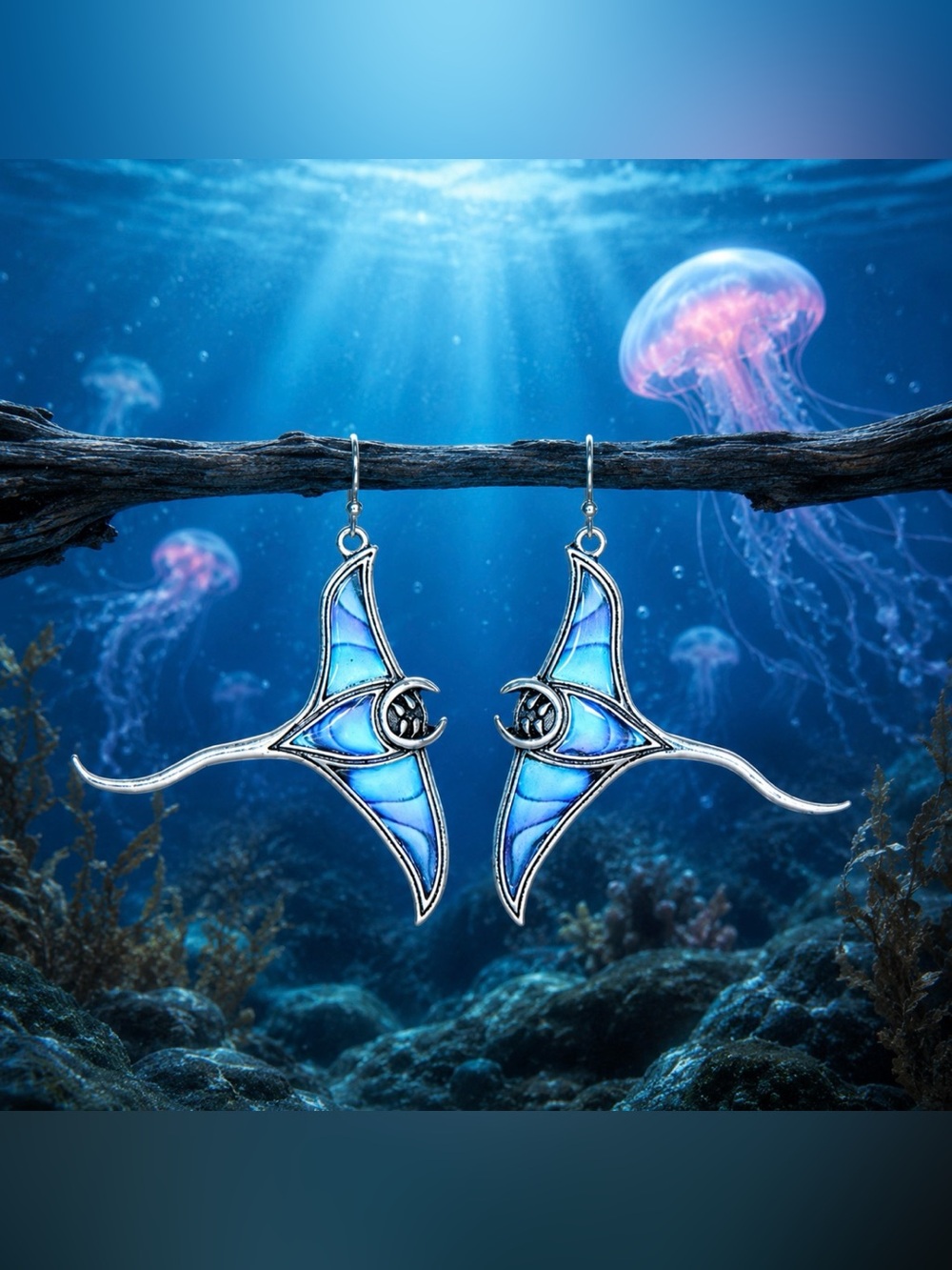 Devil Fish String-ray Shaped Earrings New
